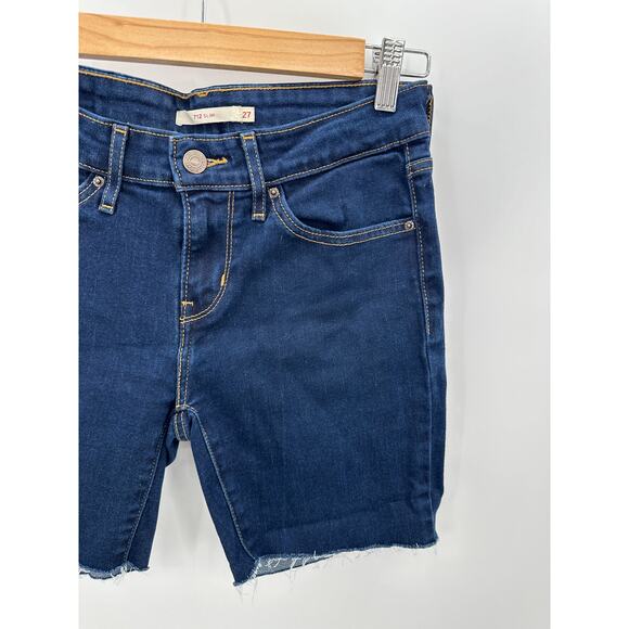 Levi's Shorts Women 27 Blue Medium Wash 721 Cotton Blend Denim Cut-Off Slim - Picture 3 of 7
